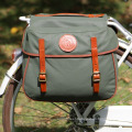 Waterproof Canvas and Genuine Leather Messenger Shoulder Bag Folding Bike Bag for Cycling